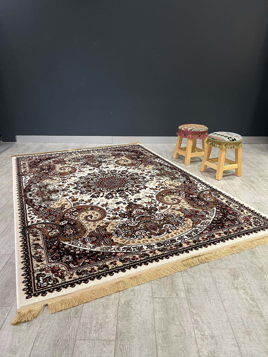 Asaryun Turkish Rugs Bazaar G-Discover the perfect blend of tradition and modernity with our Turkish polyester rug. Featuring a rich blue background with intricate patterns, this durable, easy-to-maintain rug adds elegance to any space. Ideal for high-tra