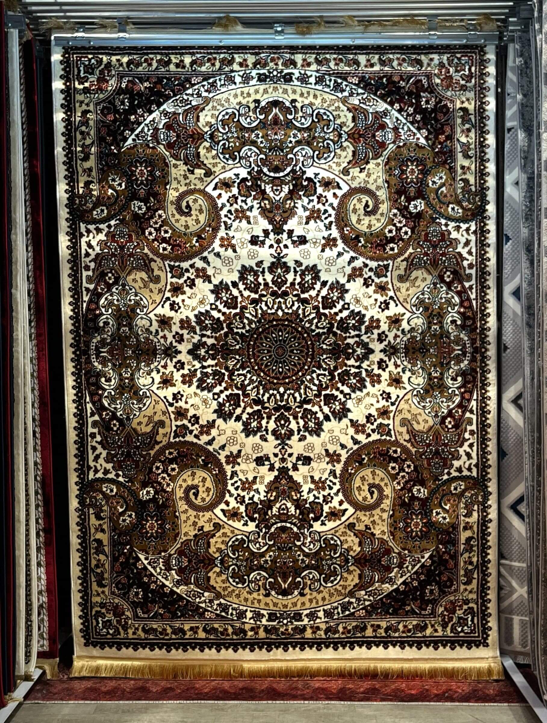 Asaryun Turkish Rugs Bazaar G-Discover the perfect blend of tradition and modernity with our Turkish polyester rug. Featuring a rich blue background with intricate patterns, this durable, easy-to-maintain rug adds elegance to any space. Ideal for high-tra