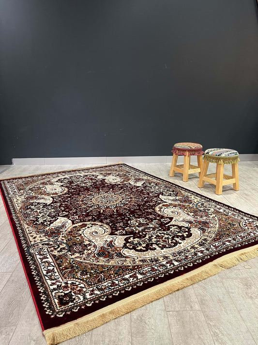 Asaryun Turkish Rugs Bazaar G-Discover the perfect blend of tradition and modernity with our Turkish polyester rug. Featuring a rich blue background with intricate patterns, this durable, easy-to-maintain rug adds elegance to any space. Ideal for high-tra