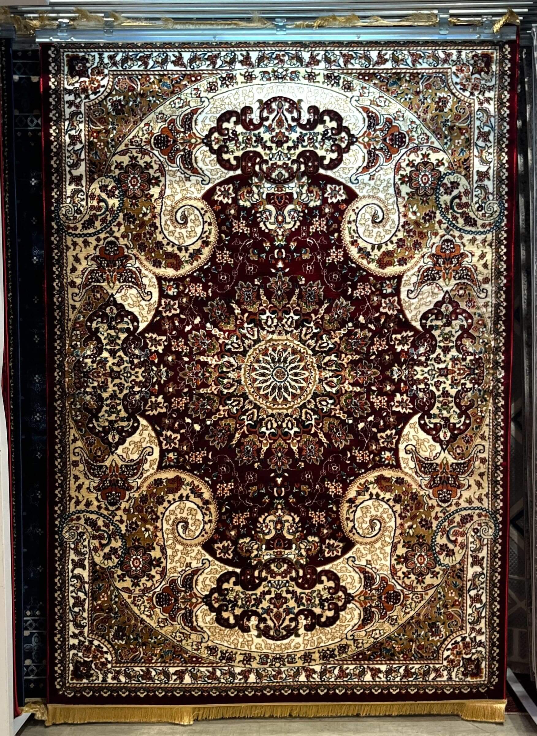 Asaryun Turkish Rugs Bazaar G-Discover the perfect blend of tradition and modernity with our Turkish polyester rug. Featuring a rich blue background with intricate patterns, this durable, easy-to-maintain rug adds elegance to any space. Ideal for high-tra