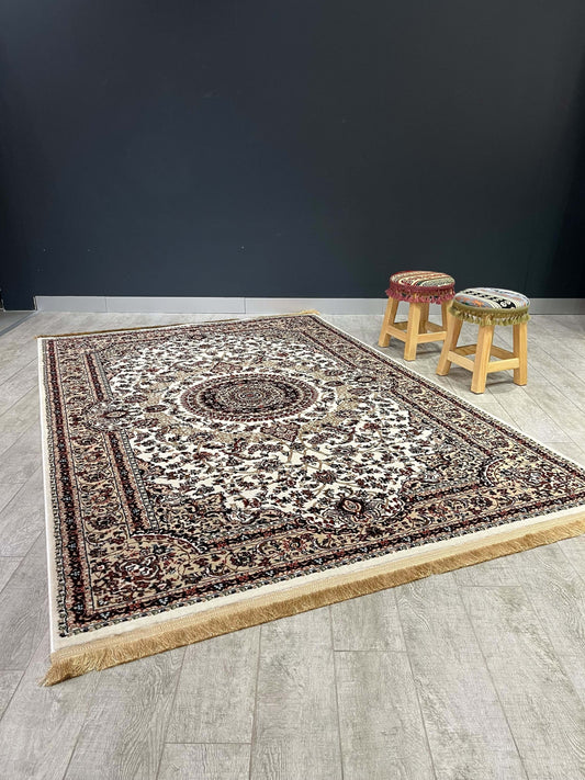 Asaryun Turkish Rugs Bazaar G-Discover the perfect blend of tradition and modernity with our Turkish polyester rug. Featuring a rich blue background with intricate patterns, this durable, easy-to-maintain rug adds elegance to any space. Ideal for high-tra