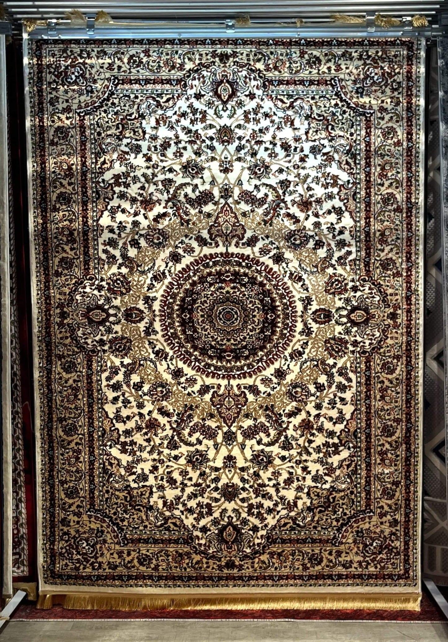 Asaryun Turkish Rugs Bazaar G-Discover the perfect blend of tradition and modernity with our Turkish polyester rug. Featuring a rich blue background with intricate patterns, this durable, easy-to-maintain rug adds elegance to any space. Ideal for high-tra