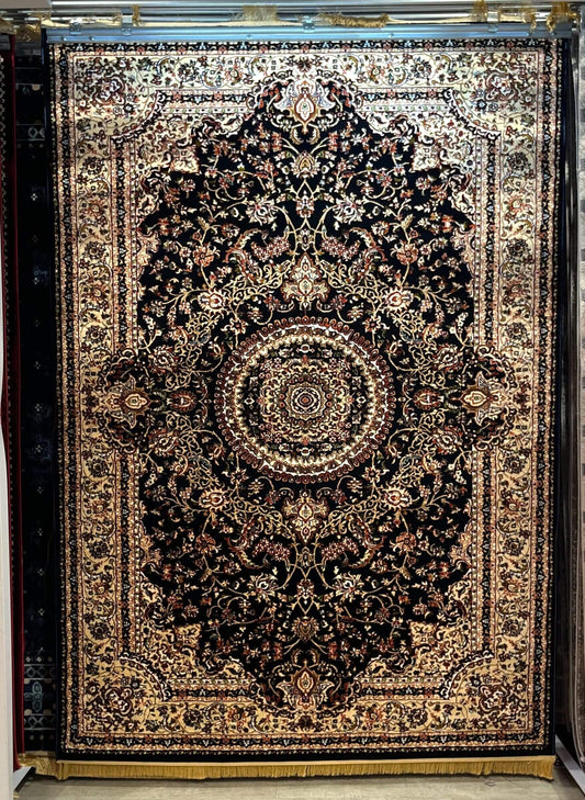 Asaryun Turkish Rugs Bazaar G-Discover the perfect blend of tradition and modernity with our Turkish polyester rug. Featuring a rich blue background with intricate patterns, this durable, easy-to-maintain rug adds elegance to any space. Ideal for high-tra