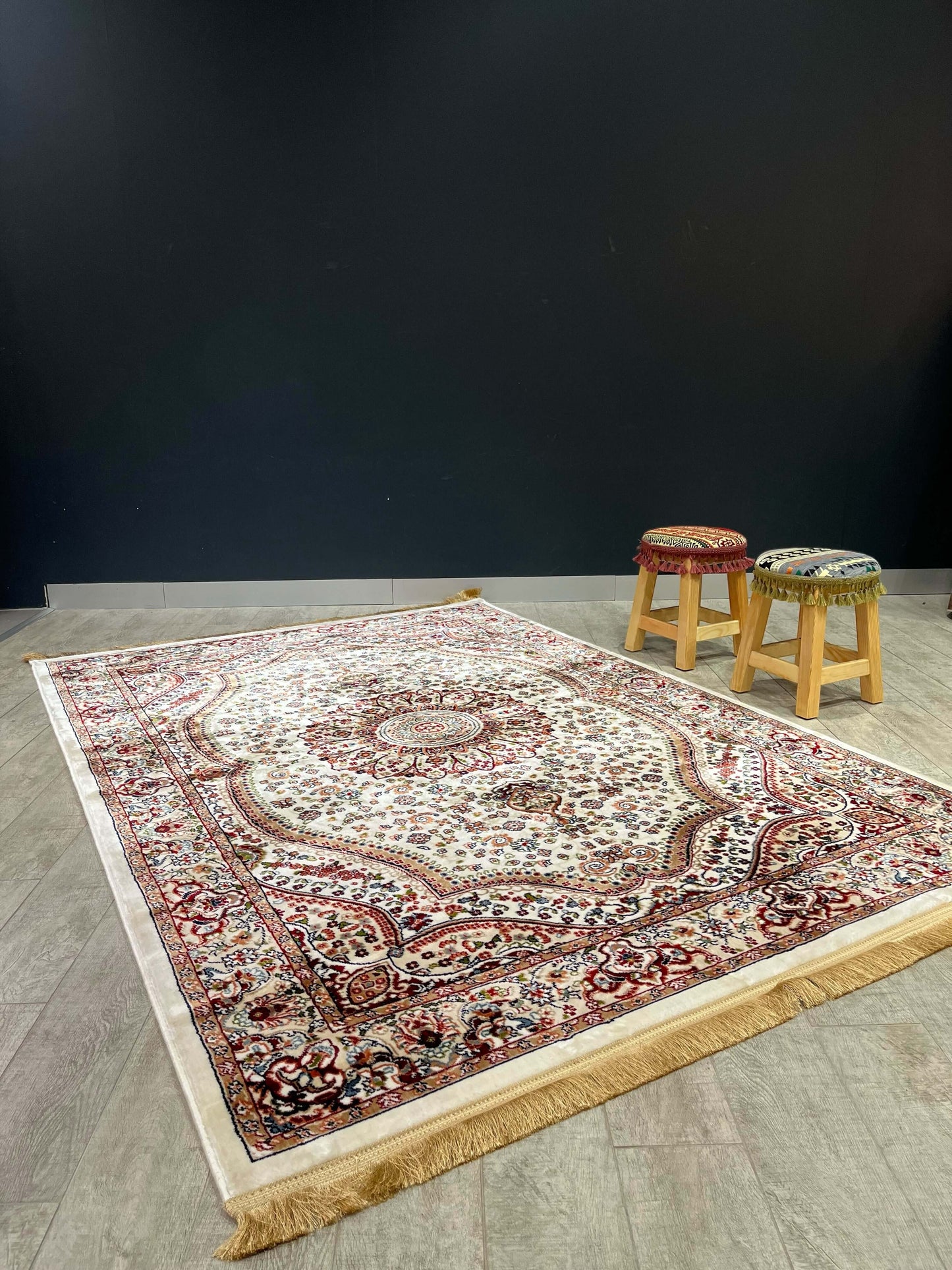 Asaryun Turkish Rugs Bazaar G-Discover the perfect blend of tradition and modernity with our Turkish polyester rug. Featuring a rich blue background with intricate patterns, this durable, easy-to-maintain rug adds elegance to any space. Ideal for high-tra
