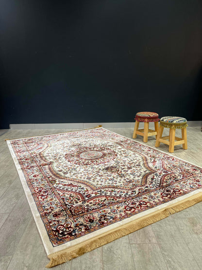 Asaryun Turkish Rugs Bazaar G-Discover the perfect blend of tradition and modernity with our Turkish polyester rug. Featuring a rich blue background with intricate patterns, this durable, easy-to-maintain rug adds elegance to any space. Ideal for high-tra
