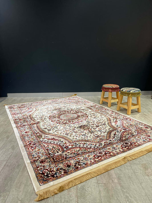 Asaryun Turkish Rugs Bazaar G-Discover the perfect blend of tradition and modernity with our Turkish polyester rug. Featuring a rich blue background with intricate patterns, this durable, easy-to-maintain rug adds elegance to any space. Ideal for high-tra