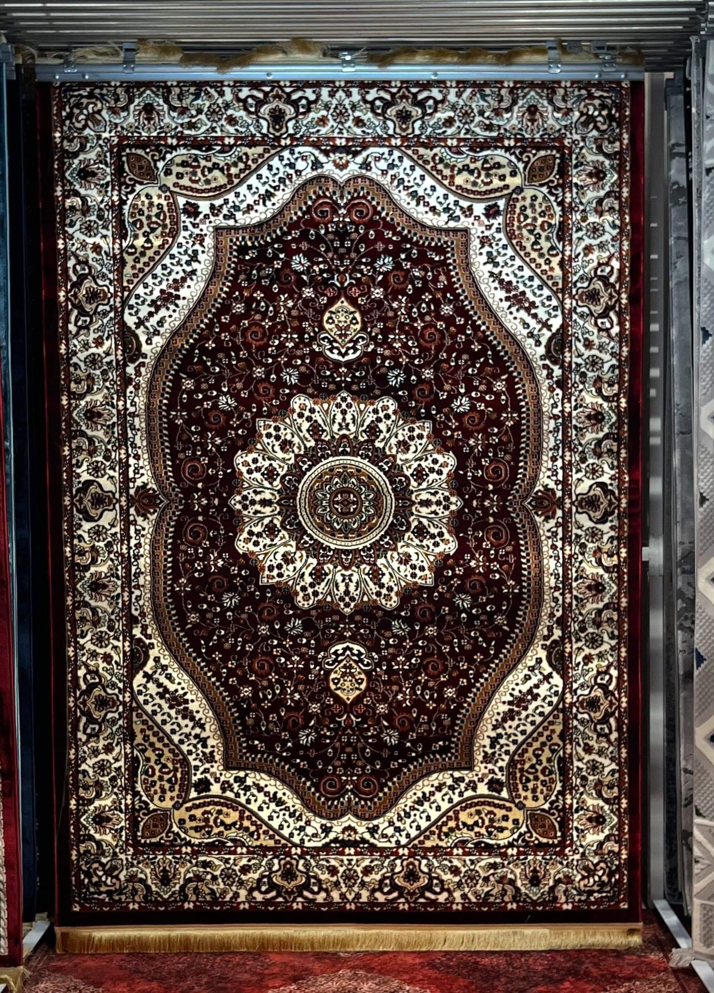 Asaryun Turkish Rugs Bazaar G-Discover the perfect blend of tradition and modernity with our Turkish polyester rug. Featuring a rich blue background with intricate patterns, this durable, easy-to-maintain rug adds elegance to any space. Ideal for high-tra
