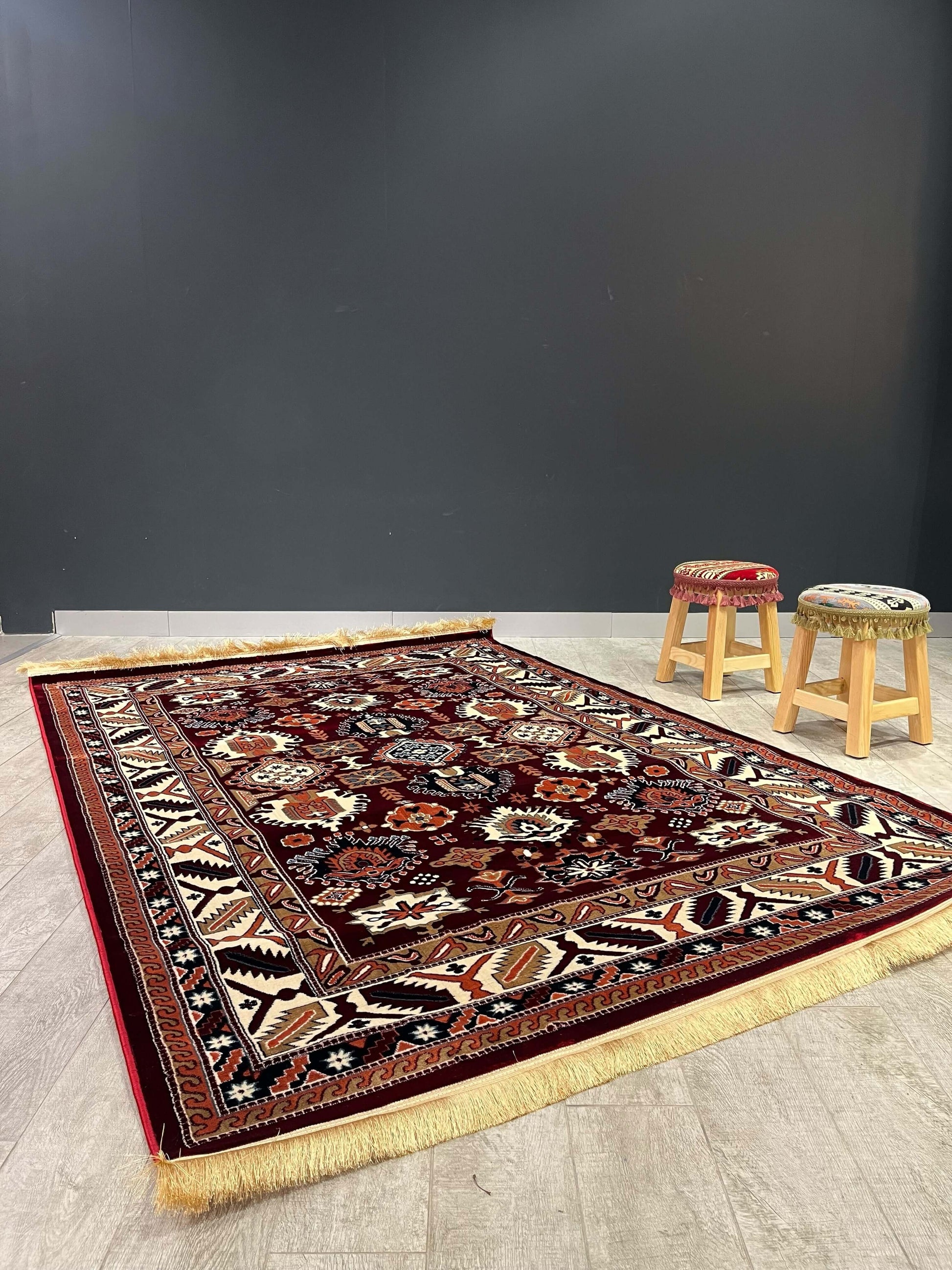 Asaryun Turkish Rugs Bazaar G-Discover the perfect blend of tradition and modernity with our Turkish polyester rug. Featuring a rich blue background with intricate patterns, this durable, easy-to-maintain rug adds elegance to any space. Ideal for high-tra