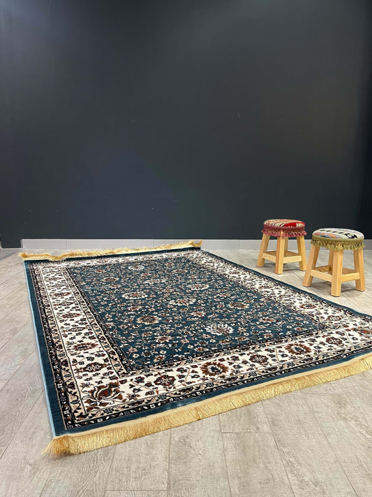 Asaryun Turkish Rugs Bazaar G-Discover the perfect blend of tradition and modernity with our Turkish polyester rug. Featuring a rich blue background with intricate patterns, this durable, easy-to-maintain rug adds elegance to any space. Ideal for high-tra