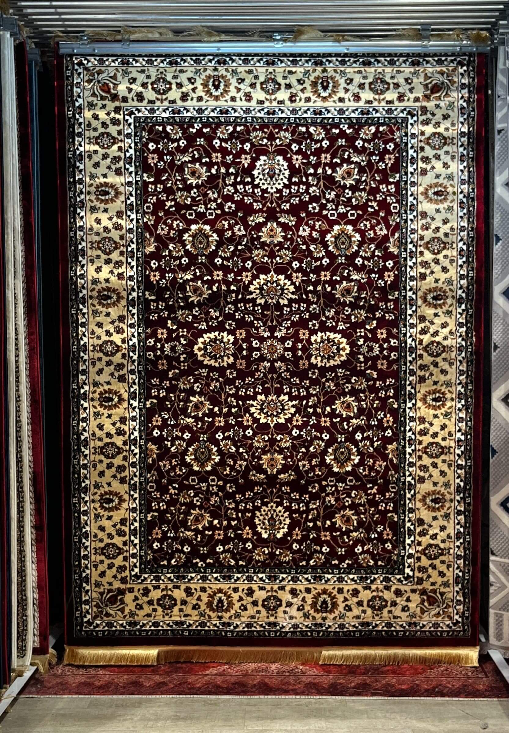 Asaryun Turkish Rug H5500A Dark Red showcasing intricate patterns and traditional design.