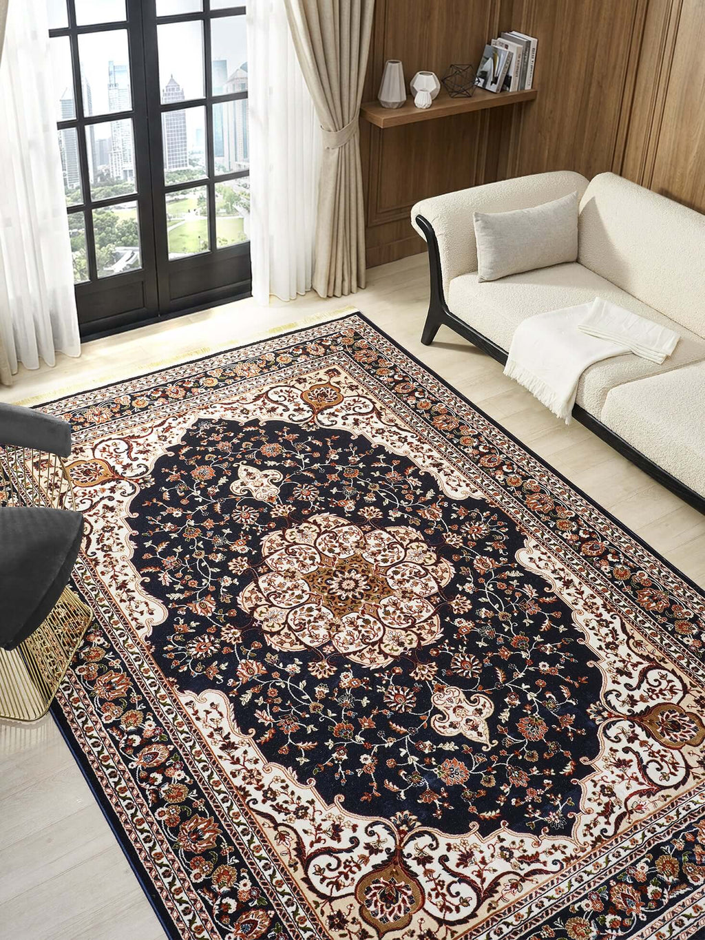 Asaryun Rugs H3846A Turkish Rug Navy - Elegant Design