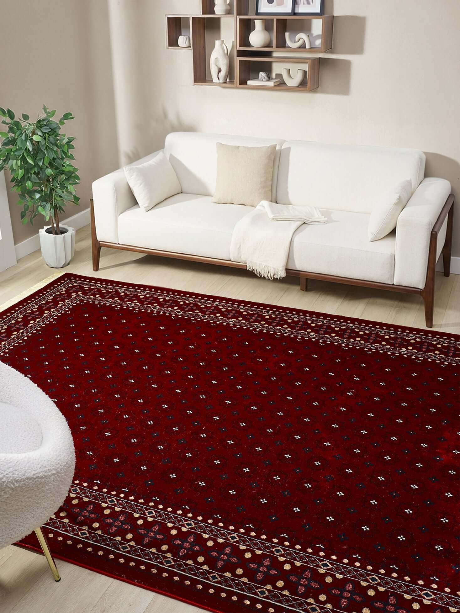 Asaryun Rugs - H3990A Turkish Maroon Rug for Your Home