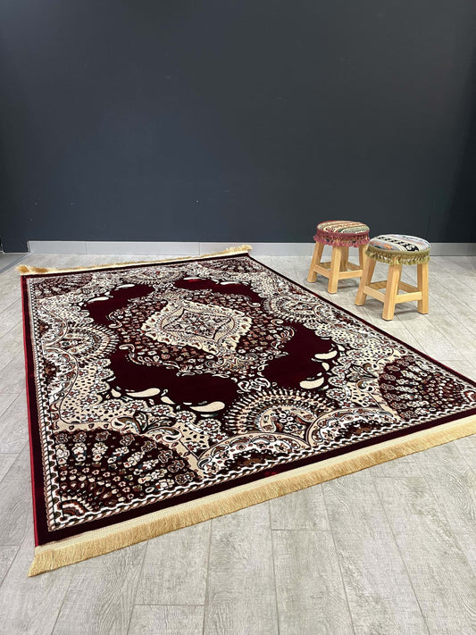 Asaryun Turkish Rugs Bazaar G-Discover the perfect blend of tradition and modernity with our Turkish polyester rug. Featuring a rich blue background with intricate patterns, this durable, easy-to-maintain rug adds elegance to any space. Ideal for high-tra
