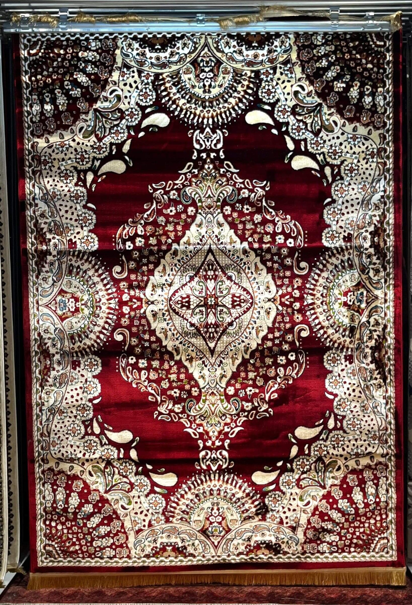 Asaryun Turkish Rugs Bazaar G-Discover the perfect blend of tradition and modernity with our Turkish polyester rug. Featuring a rich blue background with intricate patterns, this durable, easy-to-maintain rug adds elegance to any space. Ideal for high-tra