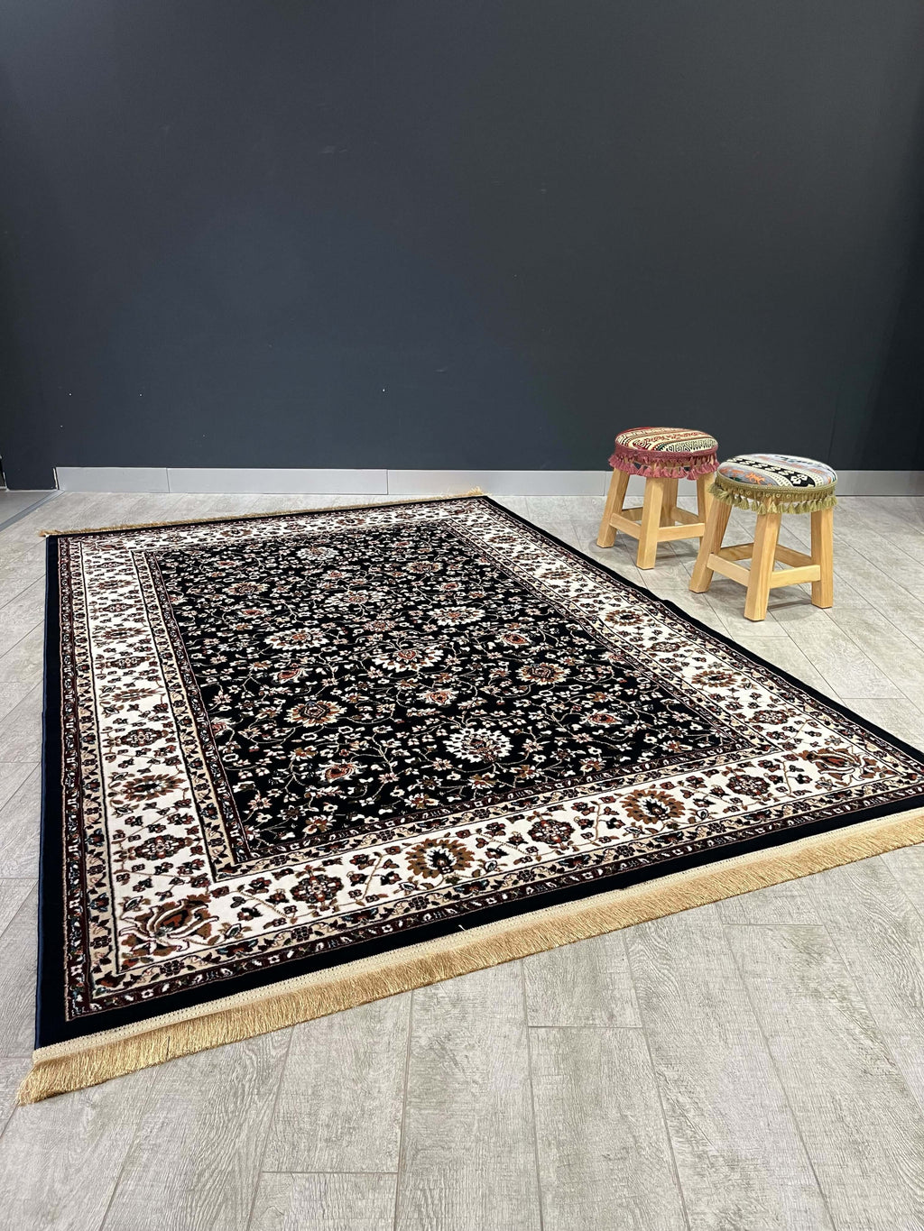Asaryun Rugs H5500A Turkish Rug in Navy Blue Elegance