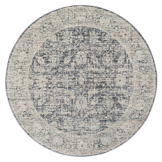 Aubrey 6739 Charcoal Round-This exquisite collection has all the hallmarks of a perfect combination of design, colour and texture. The modern take on traditional oriental patterns in this superb range are reflected beautifully on a durable, cross-woven pi