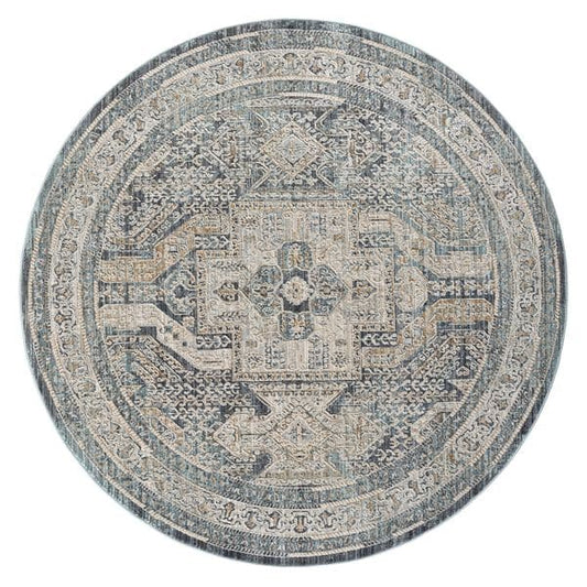 Aubrey 6752 Charcoal Round-This exquisite collection has all the hallmarks of a perfect combination of design, colour and texture. The modern take on traditional oriental patterns in this superb range are reflected beautifully on a durable, cross-woven pi