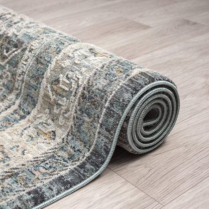 Aubrey 6752 Charcoal Runner-This exquisite collection has all the hallmarks of a perfect combination of design, colour and texture. The modern take on traditional oriental patterns in this superb range are reflected beautifully on a durable, cross-woven p