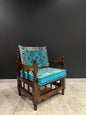 Authentic Armchair (Aqua)-Our Authentic Single Chair is expertly crafted from solid Wood Sedir and features Cotton Cushion covers and firm sponge for optimal comfort. Enjoy the comfort and luxury of this elegant chair. Free height under furniture: 35 cm C