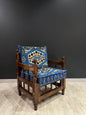 Authentic Armchair (Majlis Blue Classic)-Our Authentic Single Chair is expertly crafted from solid Wood Sedir and features Cotton Cushion covers and firm sponge for optimal comfort. Enjoy the comfort and luxury of this elegant chair. Free height under fur