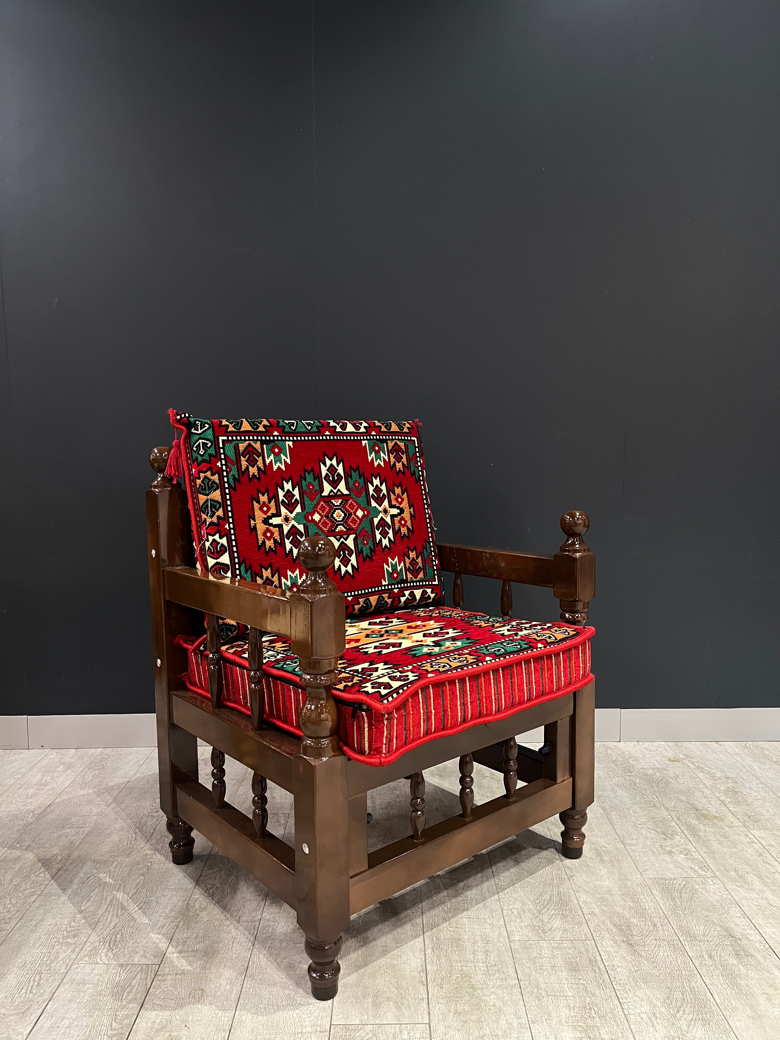 Authentic Armchair (Red Green Pattern)
