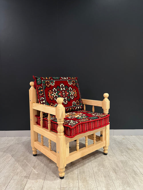 Authentic Armchair (Red Green Pattern)