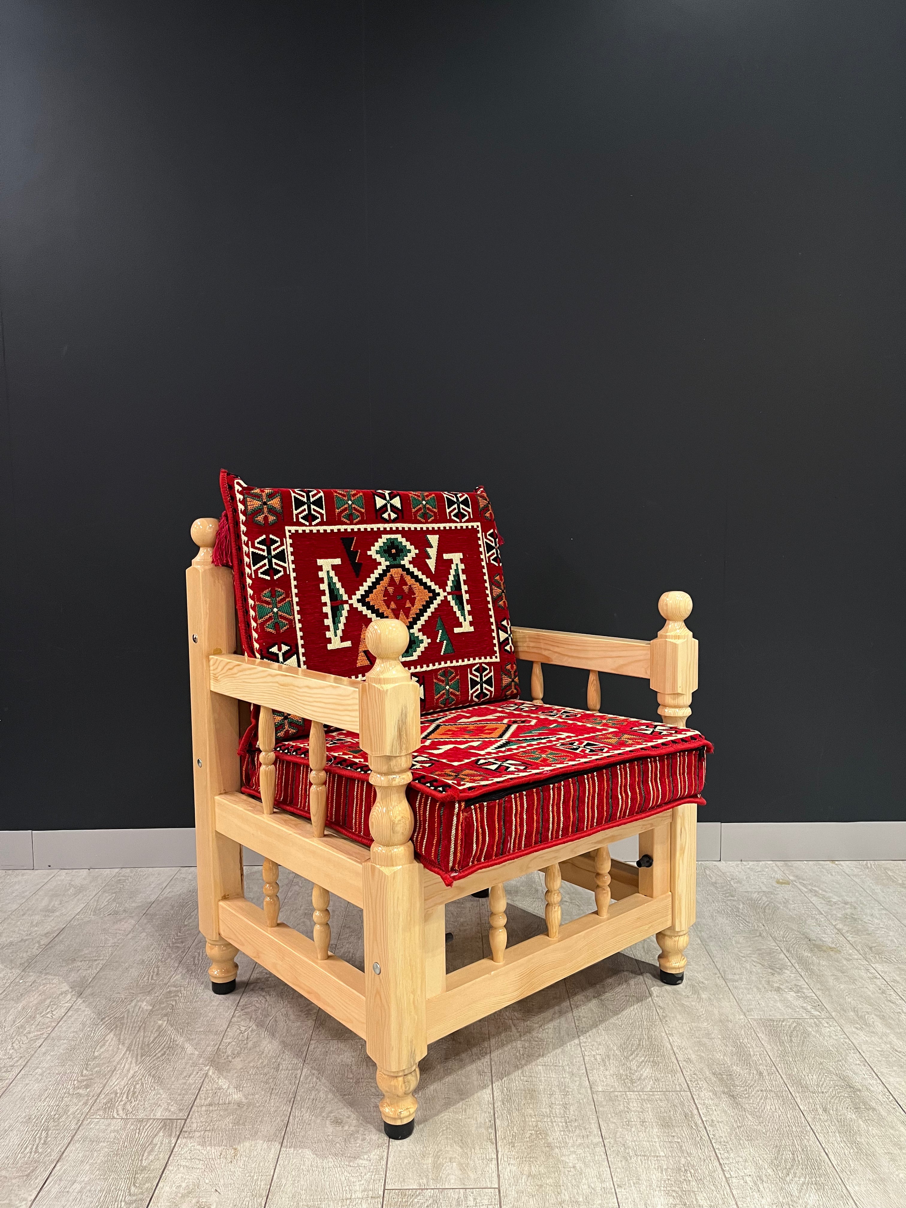 Authentic Armchair (Red Pattern Orange)