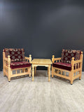 Authentic Coffee Table Set Diamond-Maroon