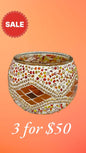 Autumn Ember Mosaic Candle Holder-Bring autumn warmth to your home with the Autumn Ember Mosaic Candle Holder. Vibrant and cozy. Buy 3 for $50 today!-Bazaar G Rugs N Gifts