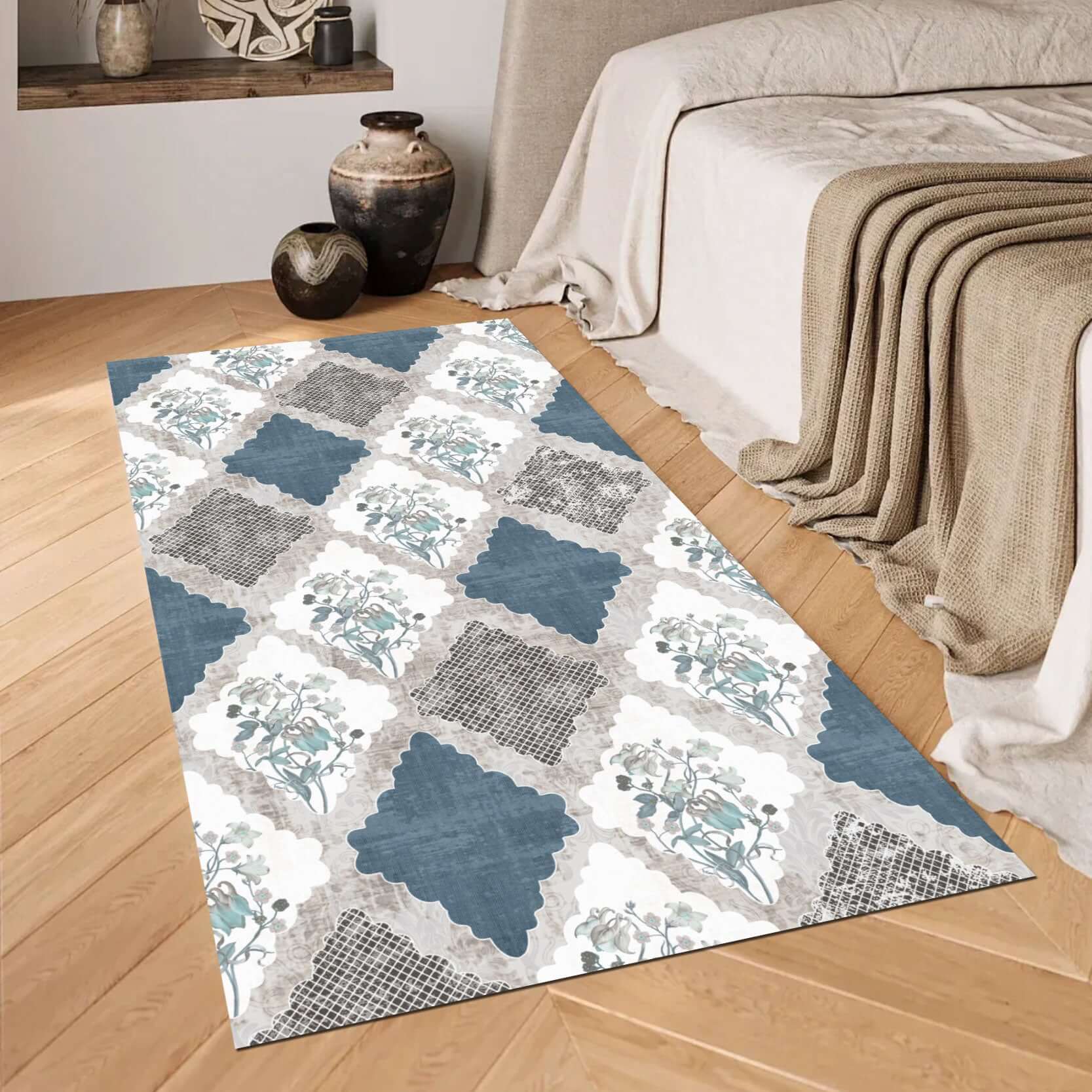 Azure Bloom Vintage Rug