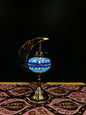 Azure Harmony Turkish Mosaic Lamp - Crescent Moon Design-Shop the stunning Azure Harmony Turkish Mosaic Lamp! Features blue, turquoise, and silver geometric mosaics with a crescent moon design. Includes LED bulb. Buy now!-Bazaar G Rugs N Gifts
