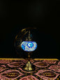 Azure Jewel Turkish Mosaic Lamp - Crescent Moon Design-Shop the Azure Jewel Turkish Mosaic Lamp! Features vibrant blue and white mosaic design with golden accents on a crescent moon stand. Includes LED bulb.-Bazaar G Rugs N Gifts