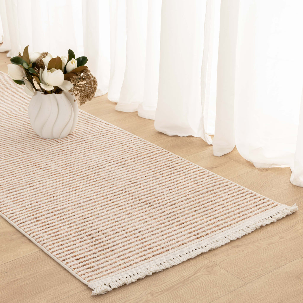 Berno Pink Ivory Loop Stripes Rug - B002 – view 7