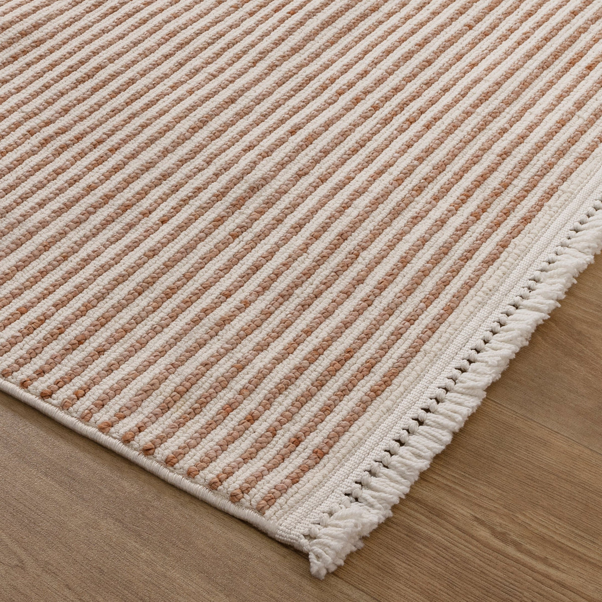 Berno Pink Ivory Loop Stripes Rug - B002 – view 3