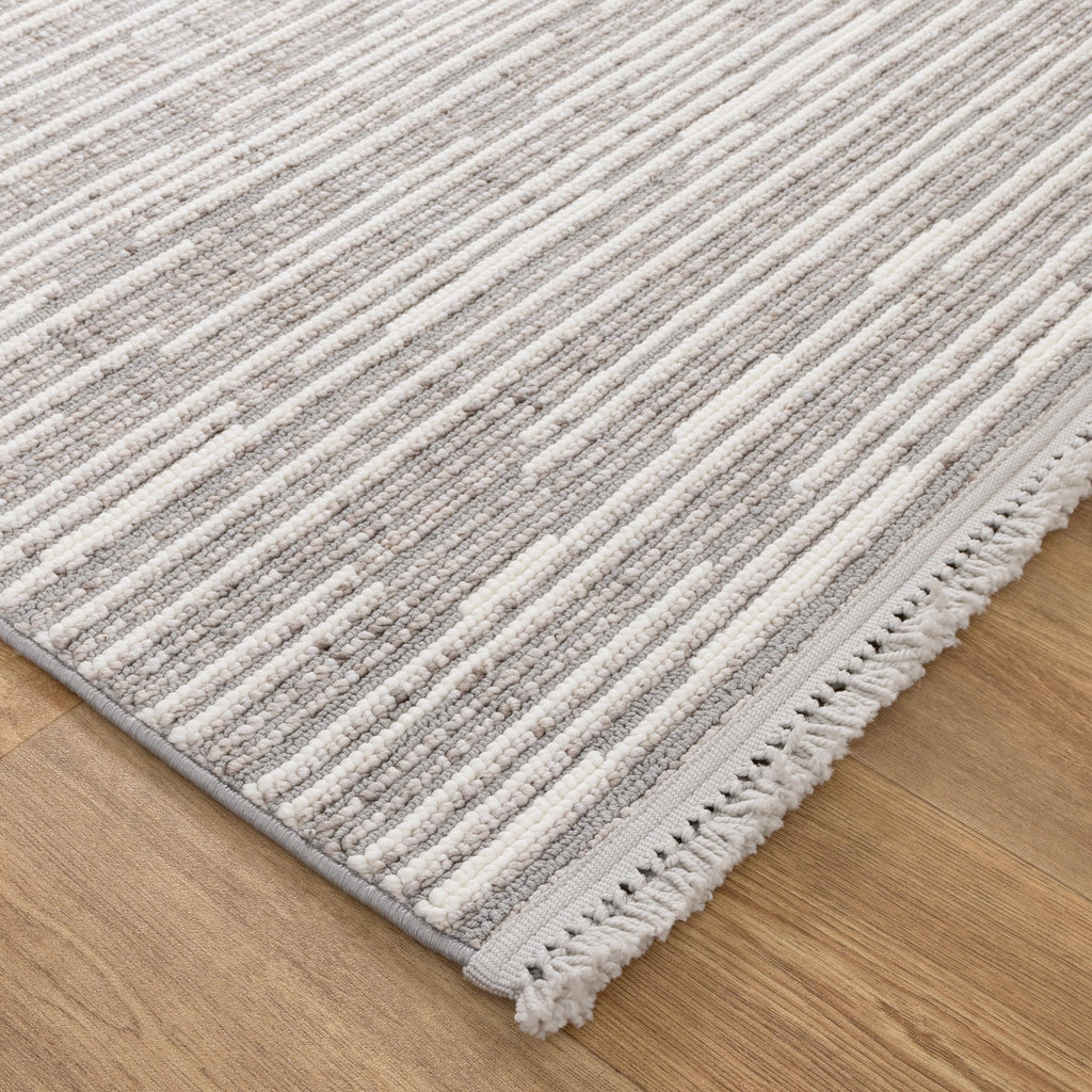 Berno Silver Ivory Loop Lines Rug - B006 – view 3