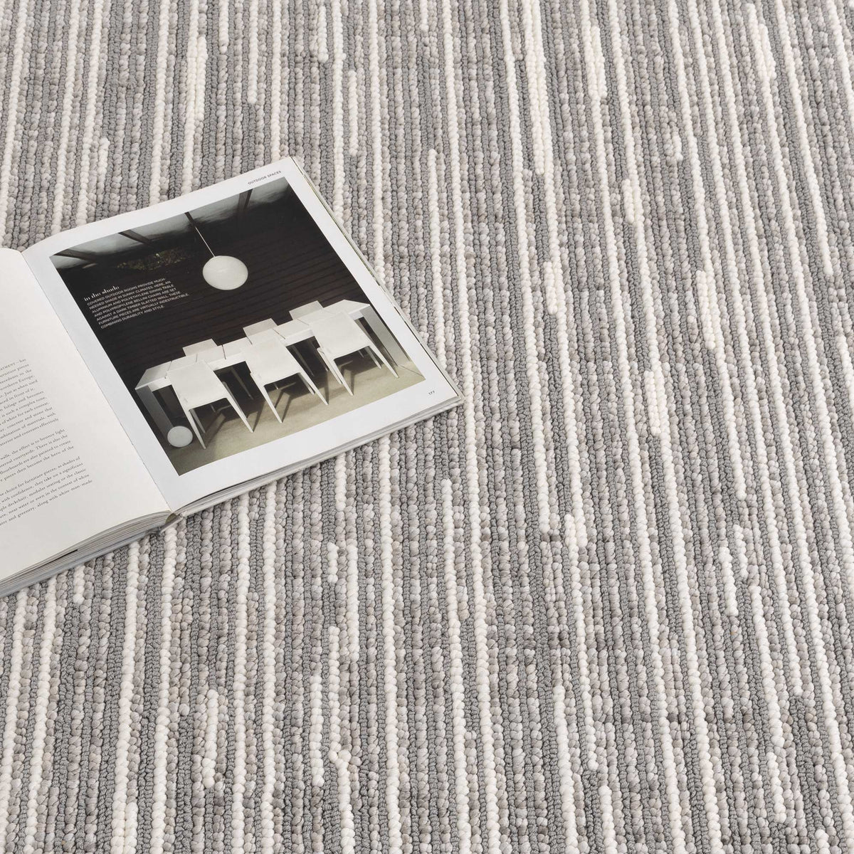 Berno Silver Ivory Loop Lines Rug - B006 – view 5