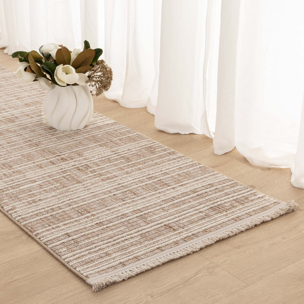 Berno Beige Ivory Loop Lines Rug - B007 – view 7