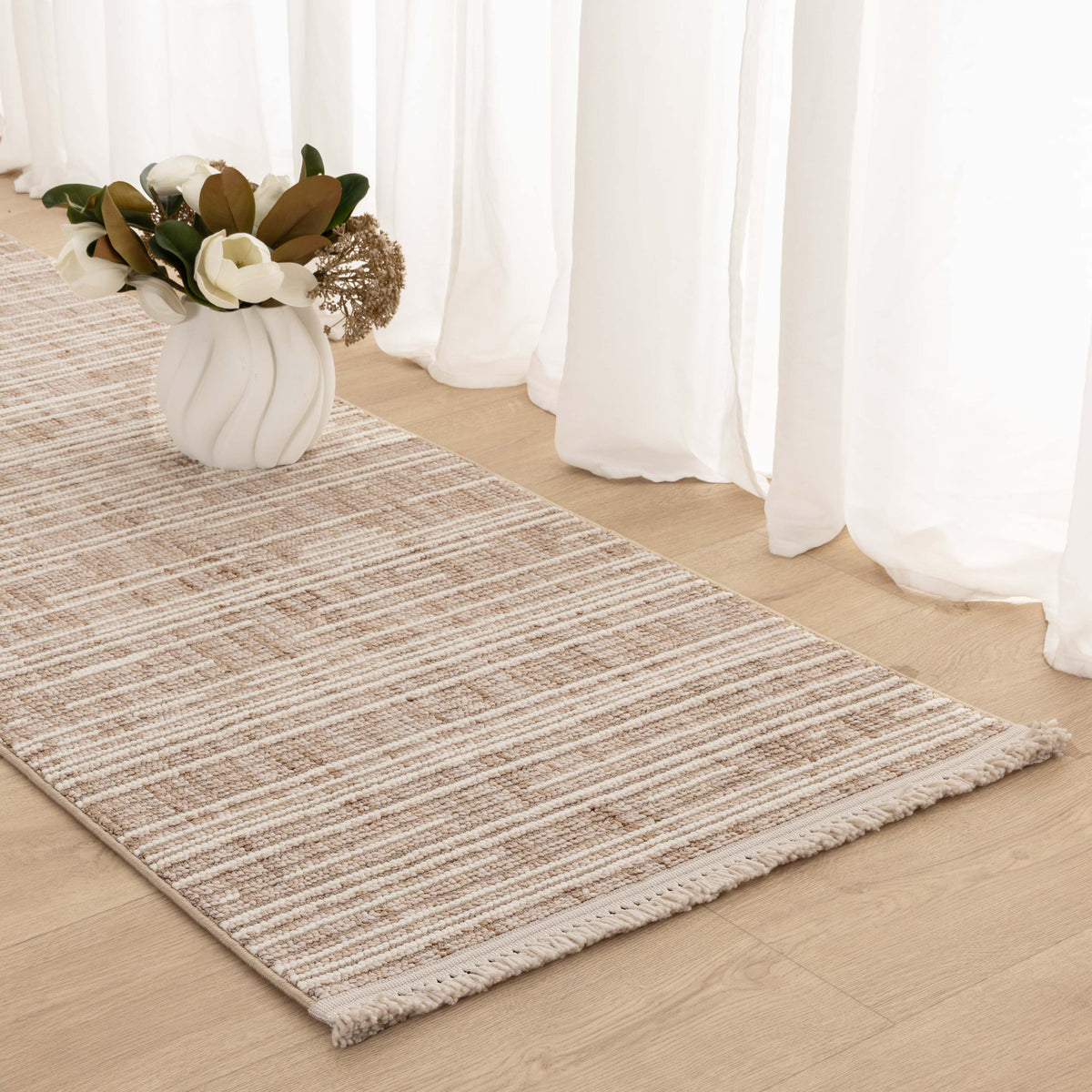 Berno Beige Ivory Loop Lines Rug - B007 – view 7