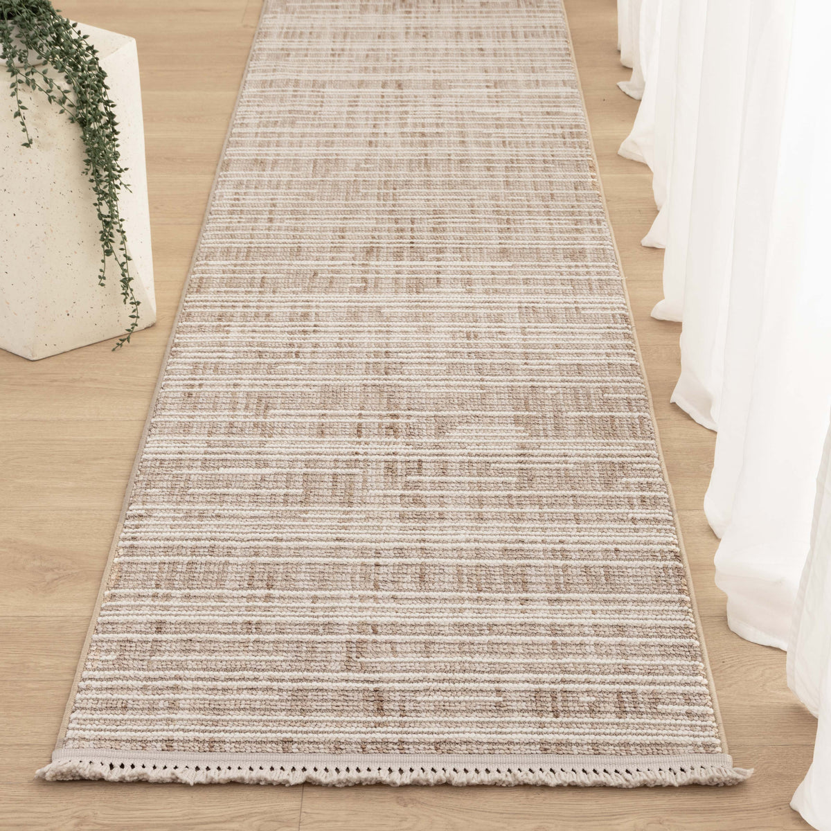 Berno Beige Ivory Loop Lines Rug - B007 – view 8