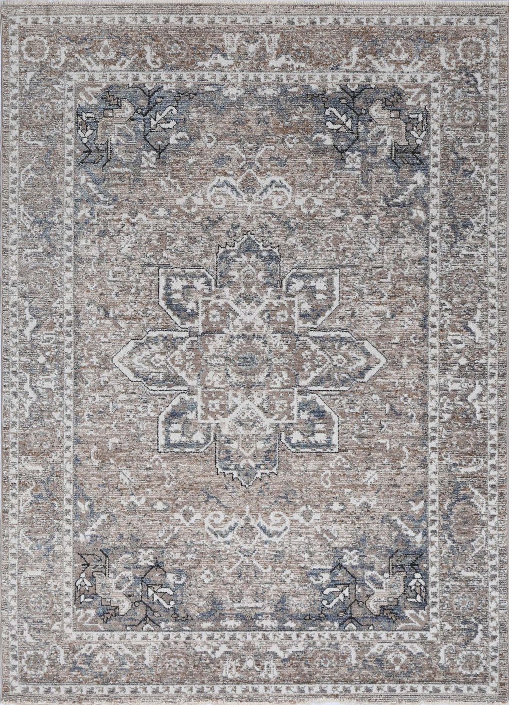 Baltimore Virginia Medallion Transitional Ash Rug full product view