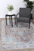 Babylon Kutha Blue Red Washable Rug - VTL1189-01 styled with furniture