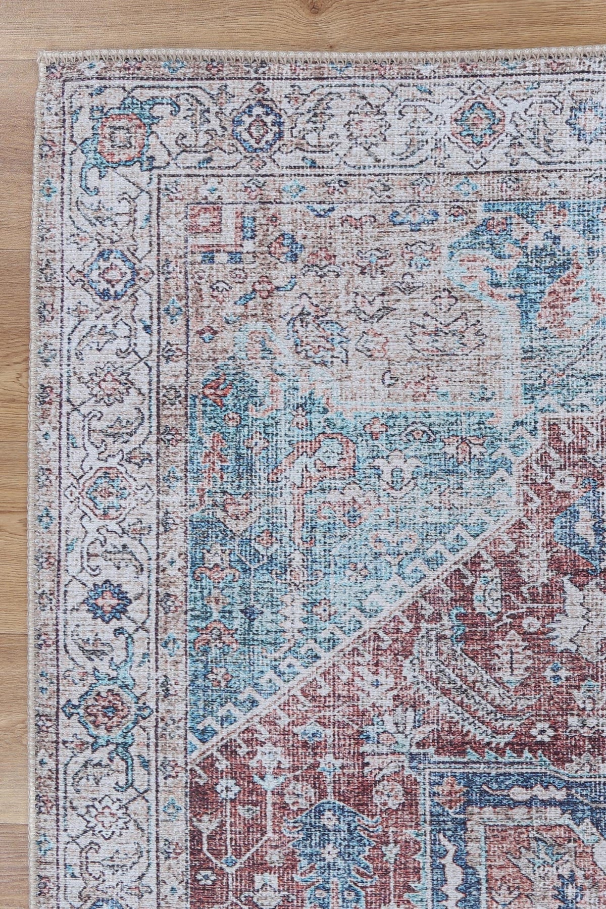 Babylon Kutha Blue Red Washable Rug - VTL1189-01 – view 3