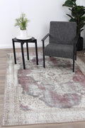 Babylon Isin Violet Washable Rug - VTL1192-00 styled with furniture
