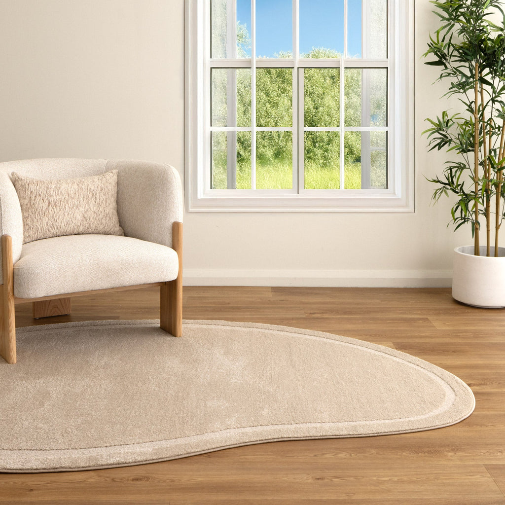 Nessa N700 Beige Jellybean Rug styled with furniture