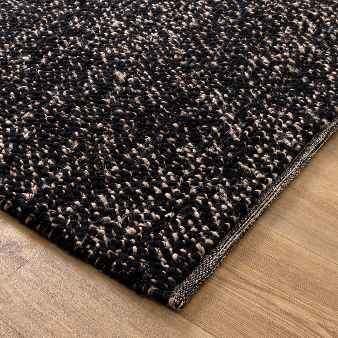 Eco Weave Black jute and wool rug - detail