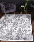 Bohemian Paradise One Modern Grey Rug - 01GREY styled with furniture