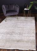 Bohemian Paradise Traditional Beige Blue Rug -04BBLU styled with furniture