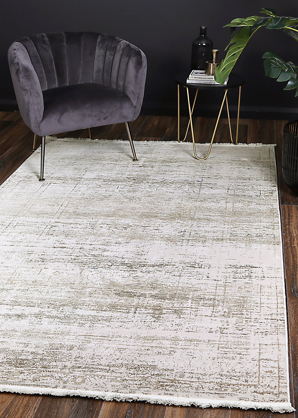 Bohemian Paradise 04GBLU Grey Blue Traditional Rug styled with furniture
