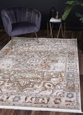 Bohemian Paradise Medallion Beige Multi Rug - 05BMUL styled with furniture
