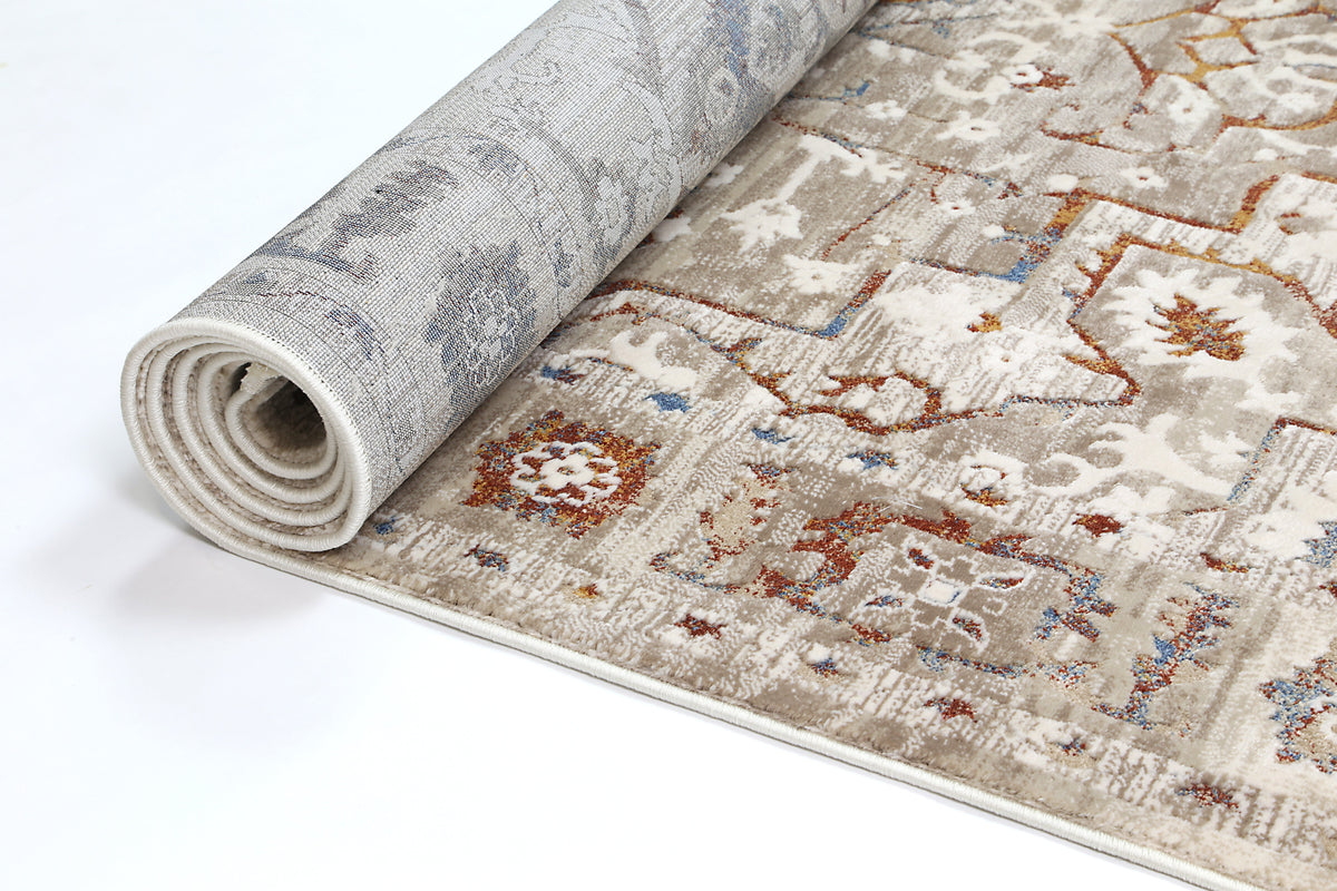 Bohemian Paradise Medallion Beige Multi Rug - 05BMUL – view 3